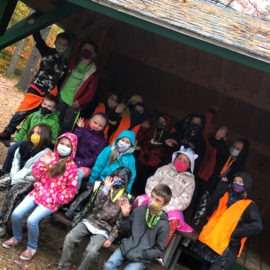 Featured image of article: 3rd & 4th Graders explore the trails behind GES on a rainy day!
